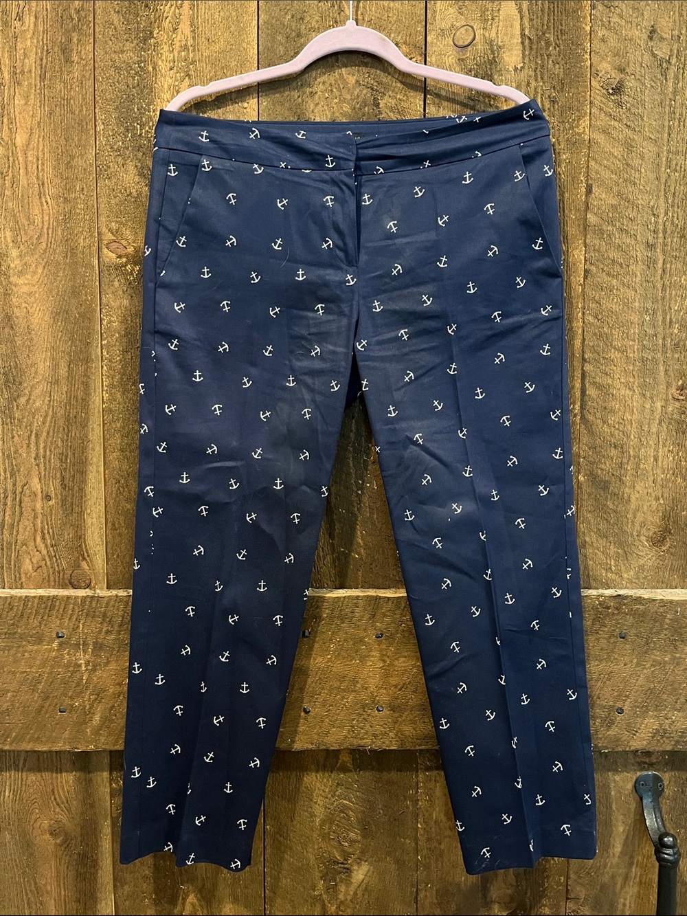 Willi Smith Navy Ankle Pants with White Anchor Motif